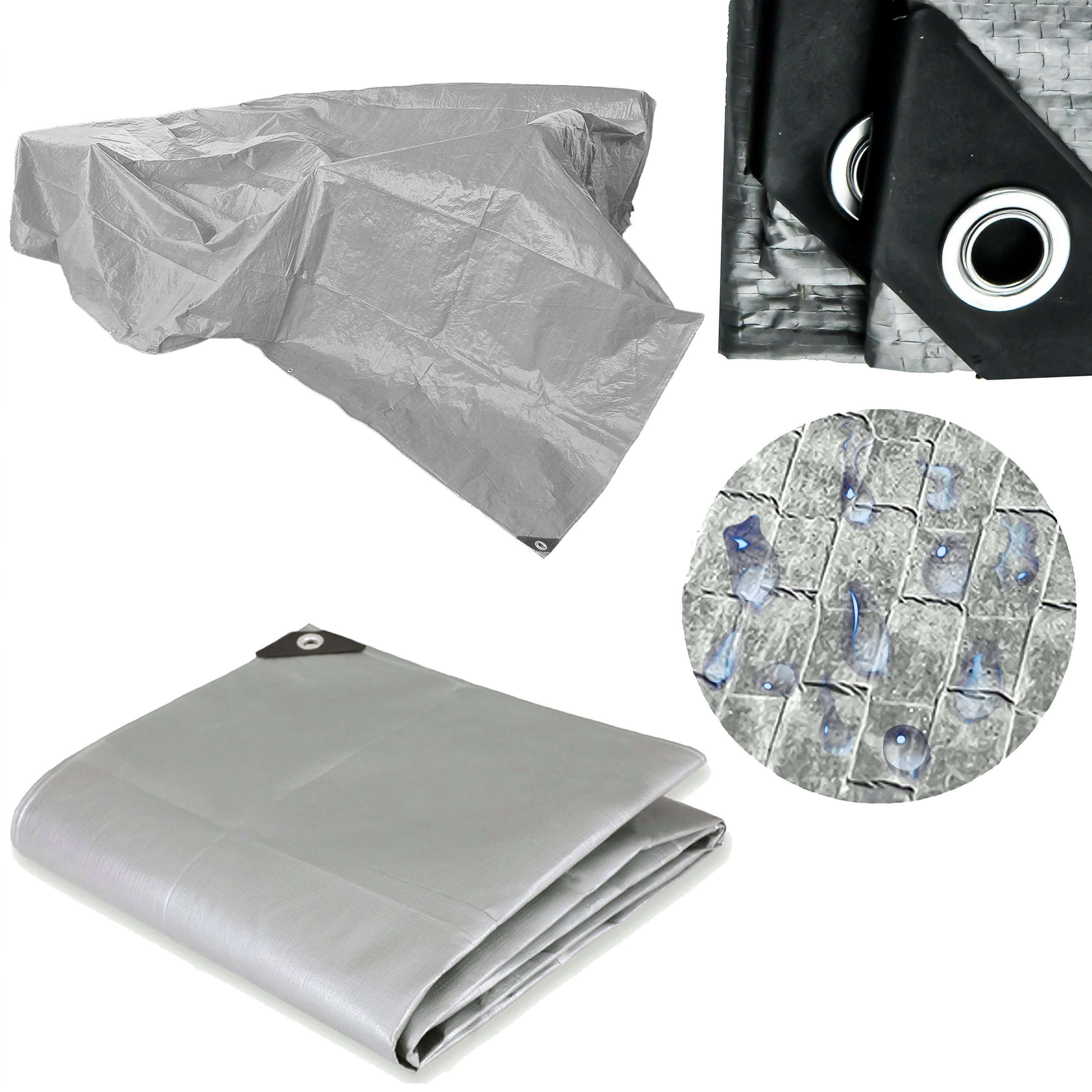 Plandeka wzmacniana gruba 120g na taras balkon do altany 4x5m srebrna