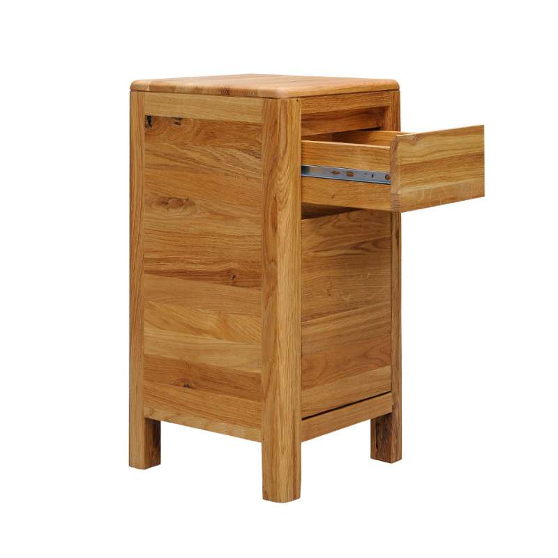 Table de chevet chêne massif avec tiroir et porte pour rangement 30cm JONAS - L 30 x l 30 x H 60 cm - Kayu Meuble - 3