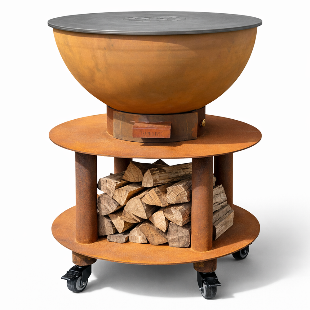 Tempo Style – grill Stromboli Corten Wood and Charcoal | Grill zewnętrzny ze stali Corten z kółkami i rusztem ze stali nierdzewnej 316