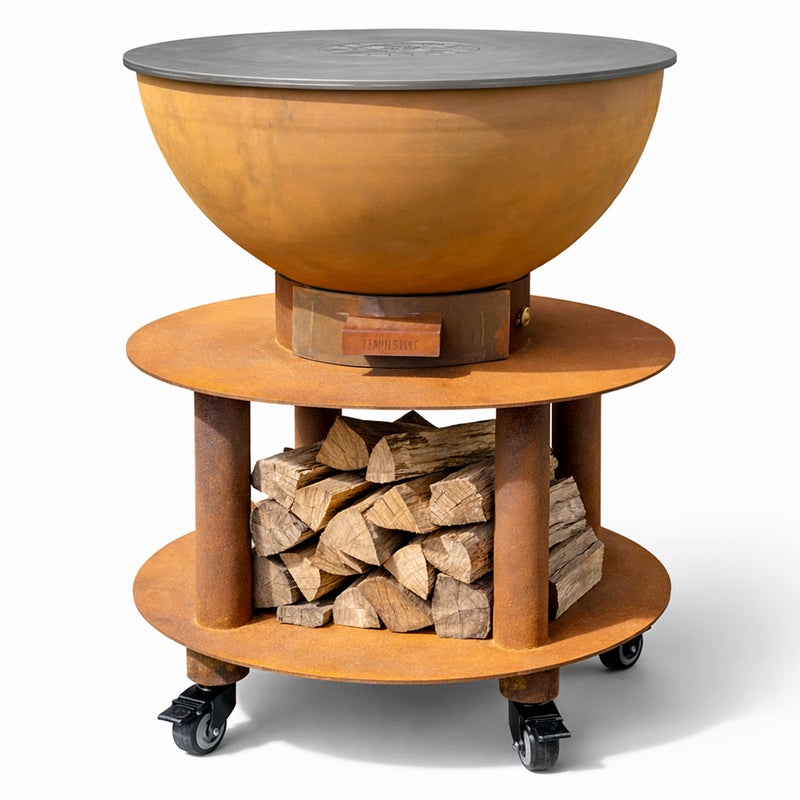 Tempo Style – grill Stromboli Corten Wood and Charcoal | Grill zewnętrzny ze stali Corten z kółkami i rusztem ze stali nierdzewnej 316