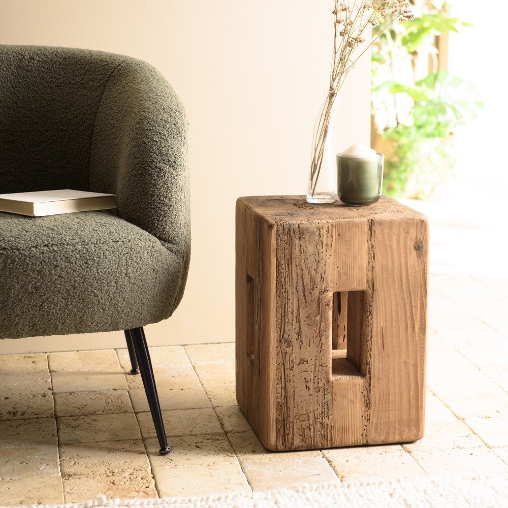 DSFSAEG Petit tabouret en bois rustique pour la pêche, le salon, la salle de bain, la cuisine, le bureau, le jardin, 27 x 13 x 21 cm (bois