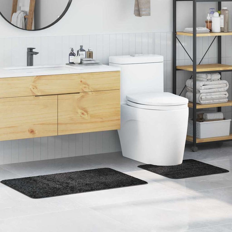 Zestaw mat łazienkowych antypoślizgowych 2 pcs Ciemnoszary PP vidaXL