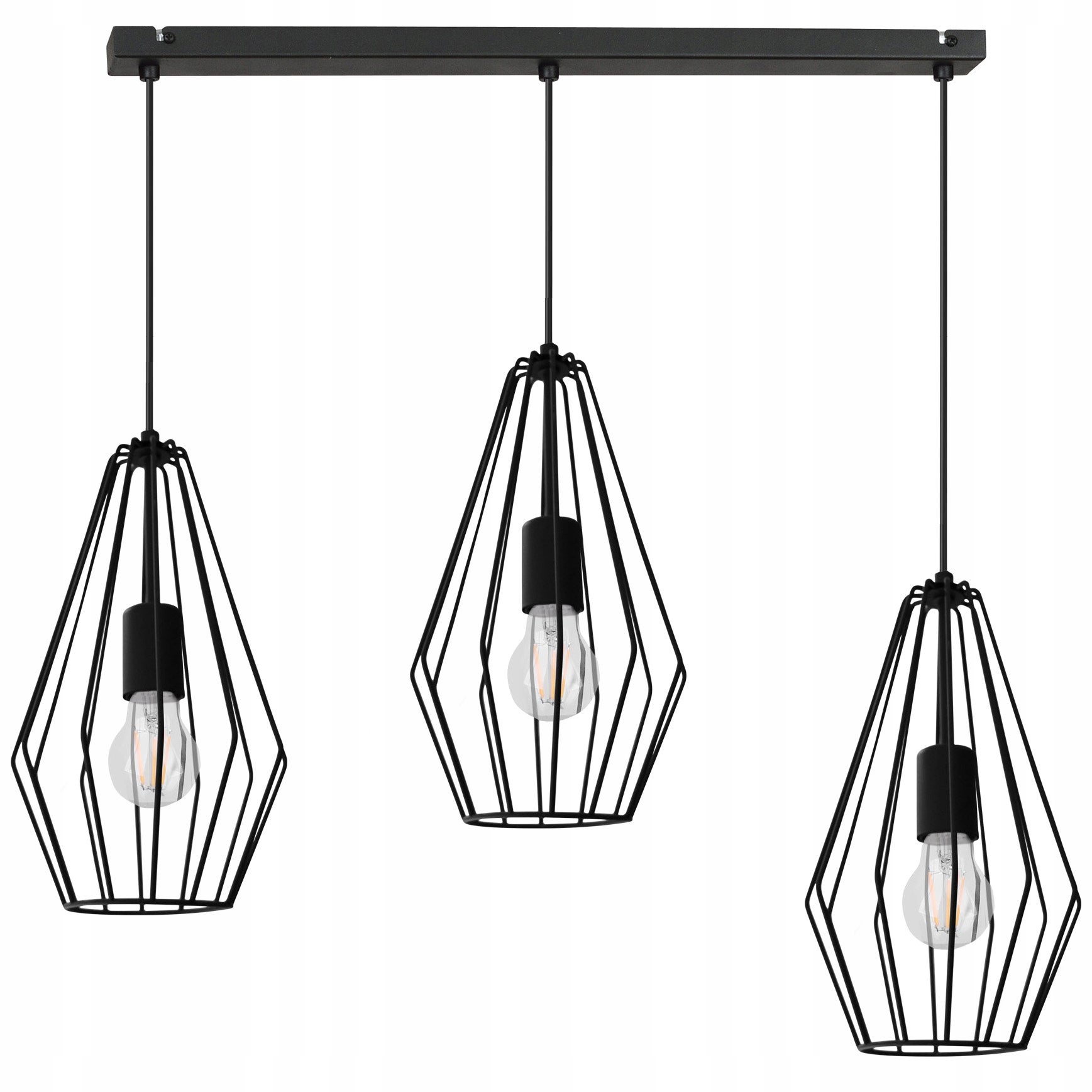 Lampa sufitowa wisząca boho Opti 3xE27 klosz diament druciak czarny Light Home LH