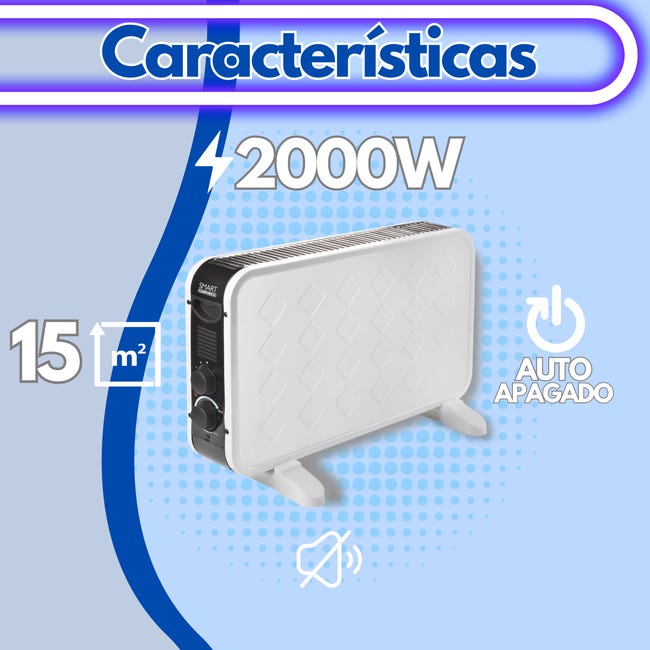 Calefactor Eléctrico De Cristal KESSER 2500W - Con App WiFi, Mando, Temporizador, Montaje En Pared O Pie, Pantalla Táctil