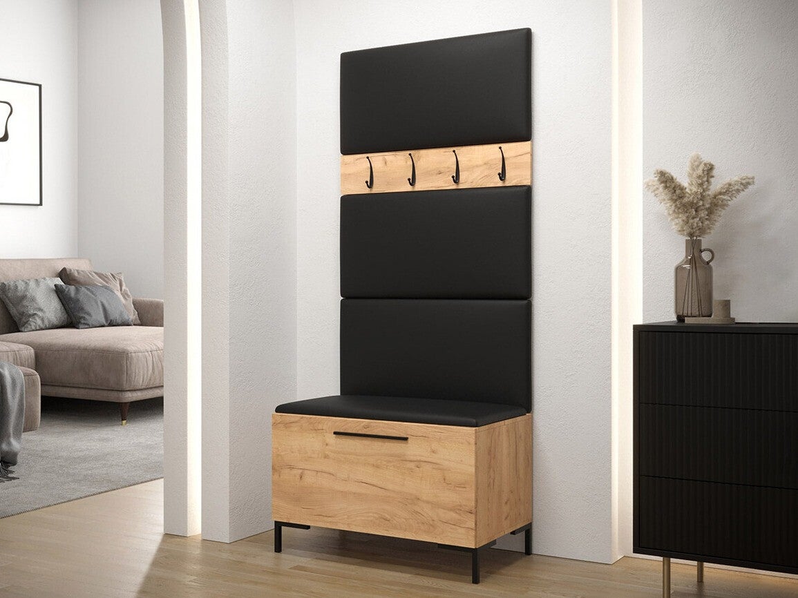 Conjunto para corredor Tivsoa 102, 196x84x46cm, Craft carvalho, Couro Ecológico, Placa de aglomerado laminado, Colocado, Montado nas parede - 2