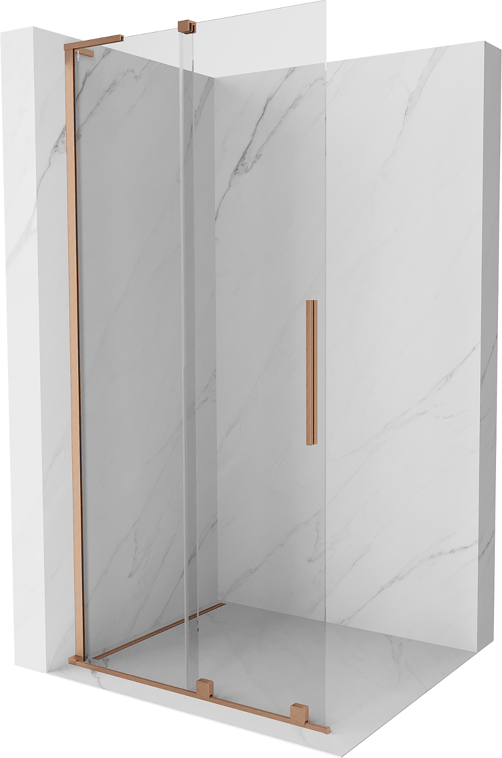 Mexen Velar L ścianka prysznicowa rozsuwana Walk-in 120 x 200 cm, transparent 8 mm, miedź szczotkowana - 871-120-003-03-65