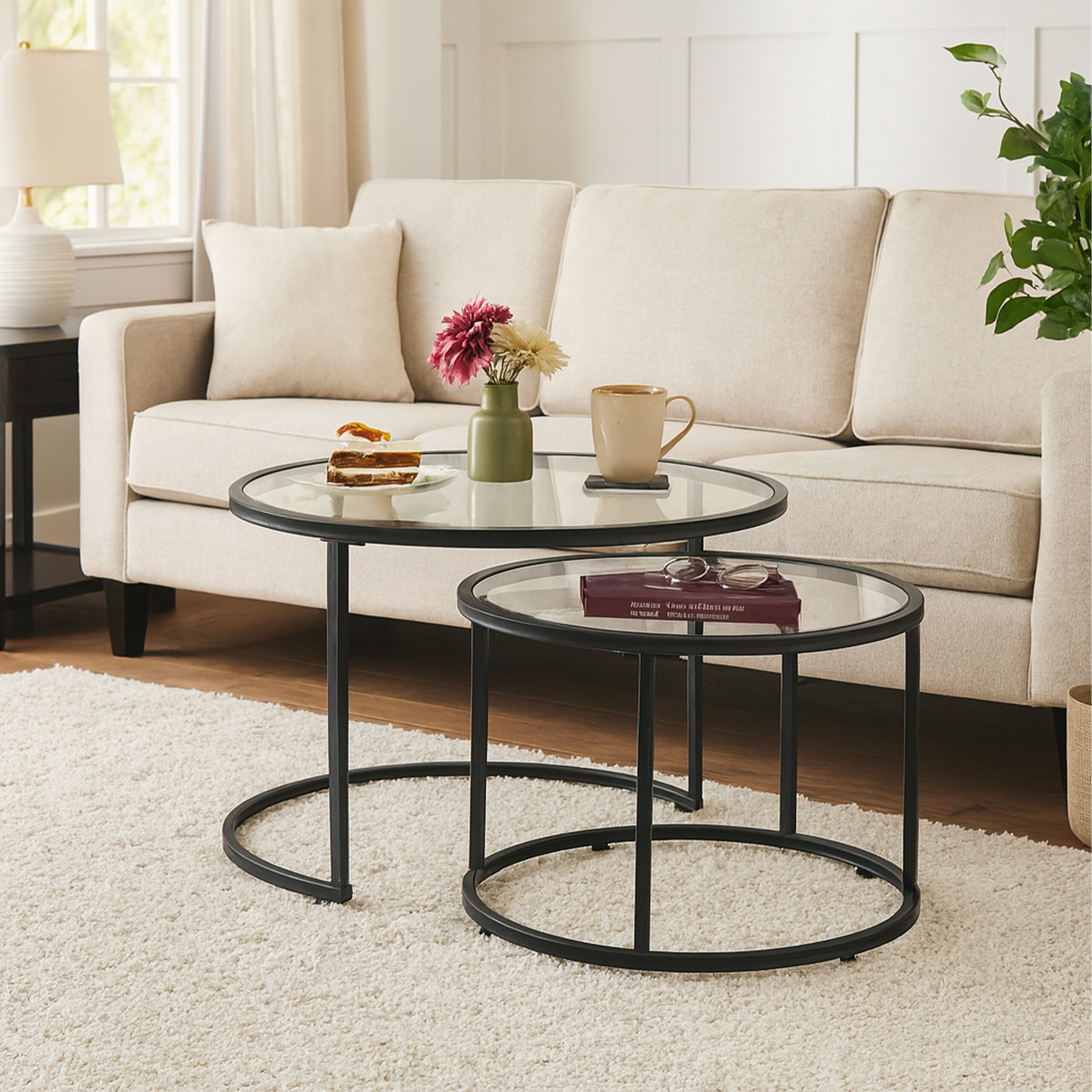 Relaxdays Tavolini da Salotto, Set da Tavoli Bassi da Caffè