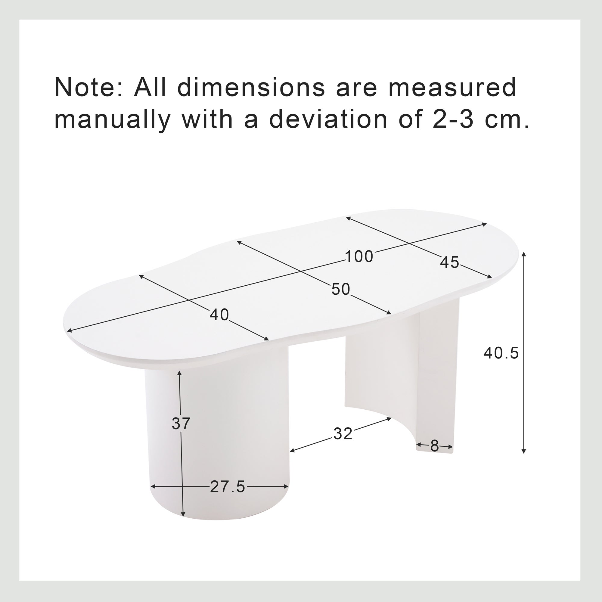 Table basse L 100cm - avec plateau incurvé irrégulier et élégant - Blanc - 5