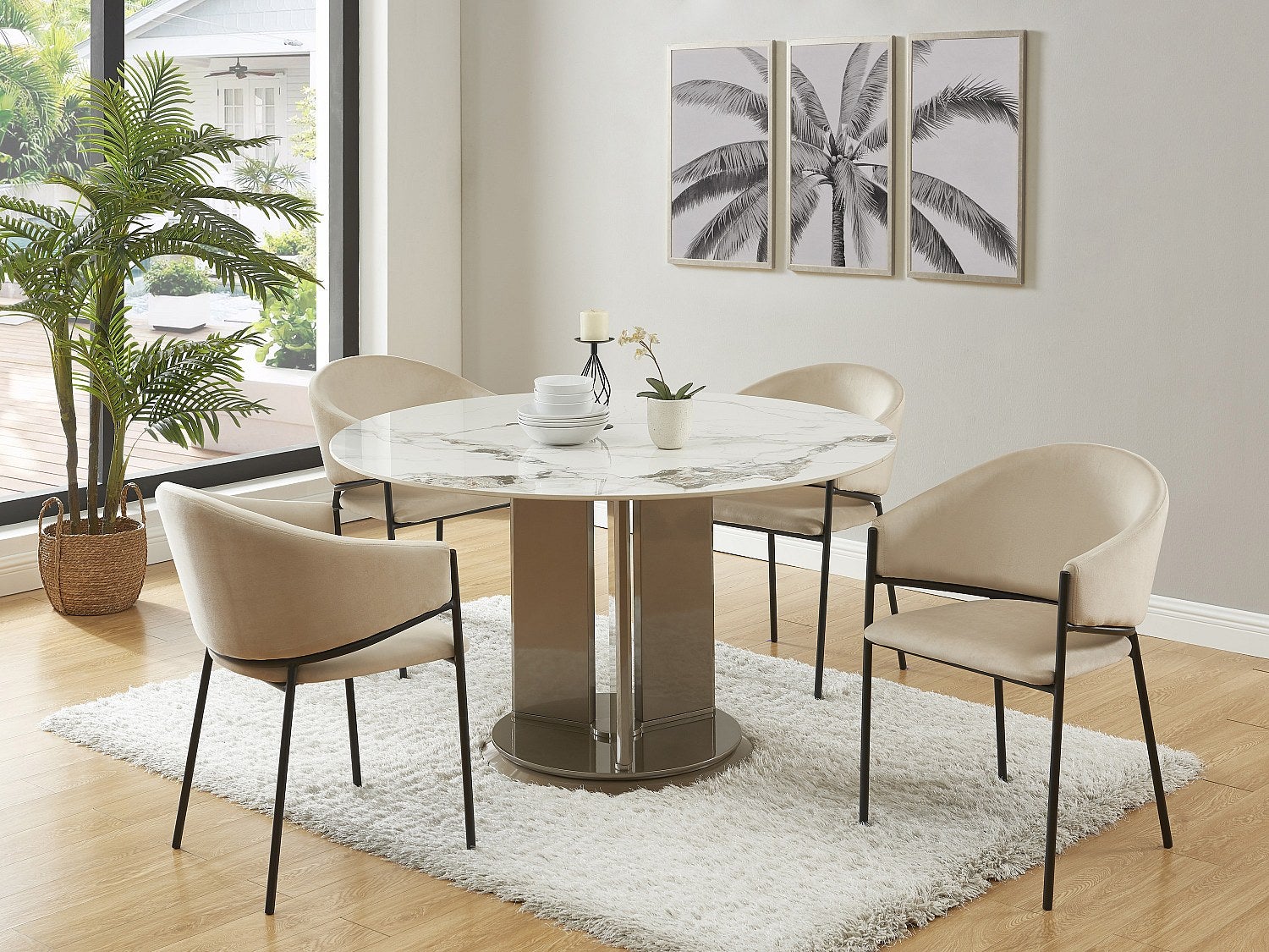 Zestaw 2 krzeseł z podłokietnikami z weluru i czarnego metalu - Beżowy - ORDIDA marki Pascal Morabito