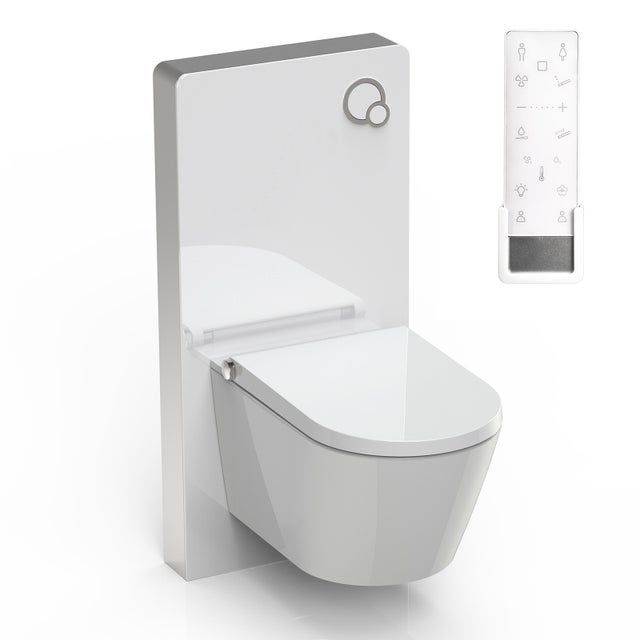 BERNSTEIN - Toilettes Japonais céramique, WC lavant japonais avec module blanc (100,4x48,3x10,8cm) + télécommande - WC 38,4x59,3x38cm - Pro+ 1102