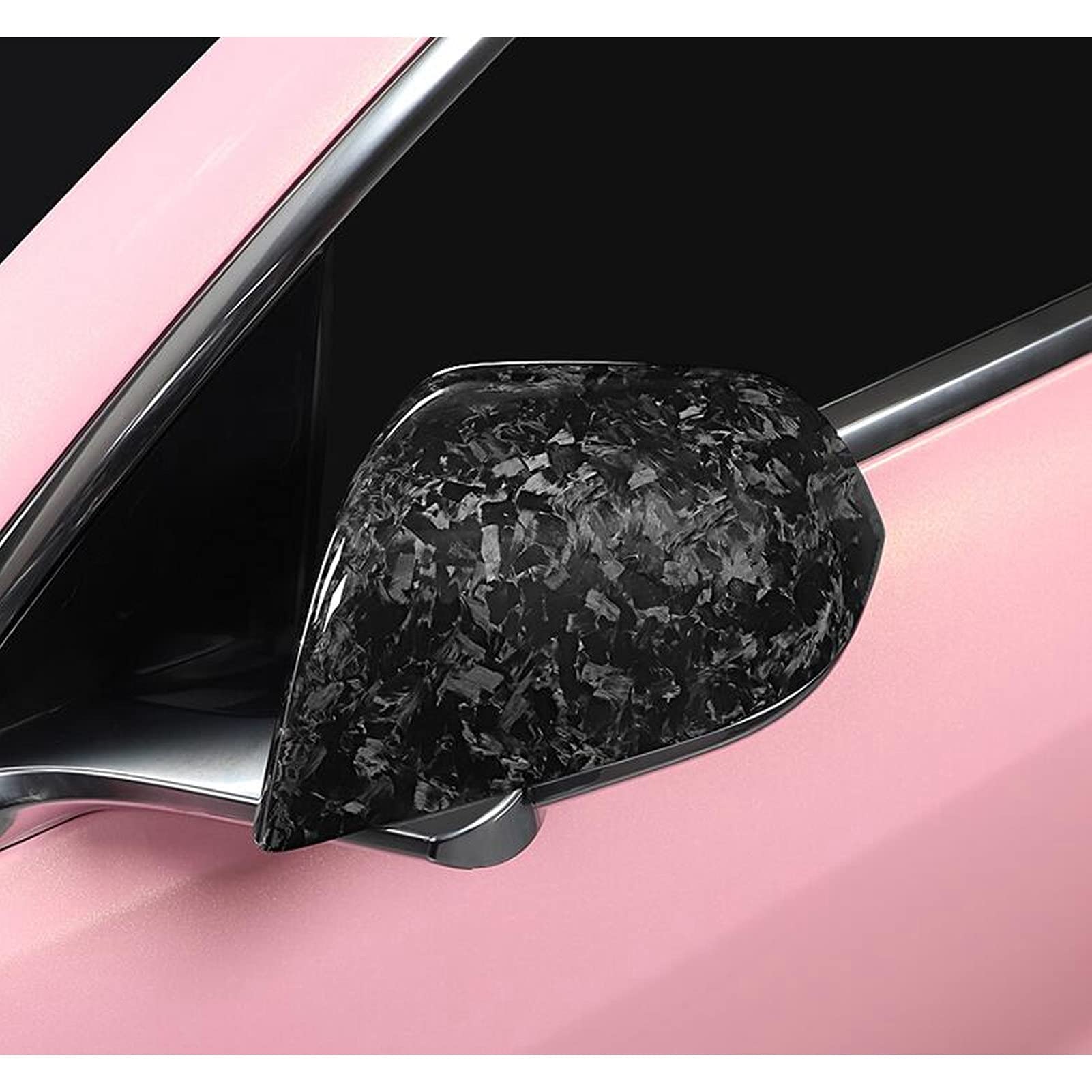 Coppia di copri specchietti retrovisori laterali StickOn Cap in fibra di carbonio adatti per Tesla 2018-2021 - 3