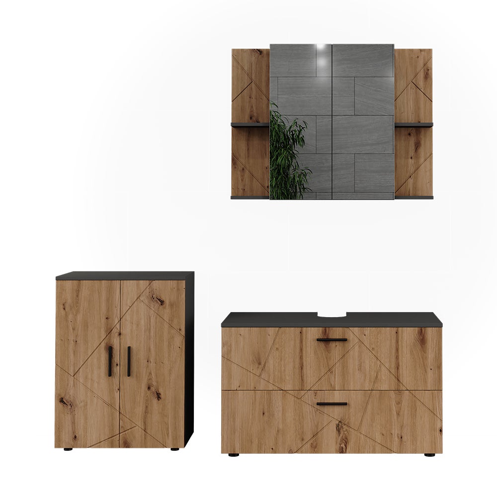 Vicco Zestaw mebli łazienkowych Irma, Antracyt/Artisan, 3 części