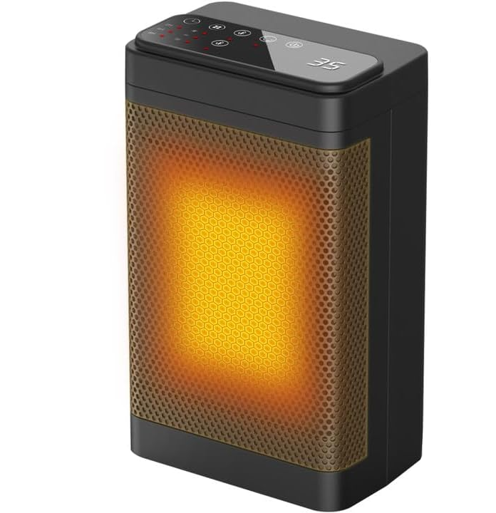 Przenośny grzejnik elektryczny o mocy 1500 W z oscylacyjnym wentylatorem grzewczym, timerem i pilotem