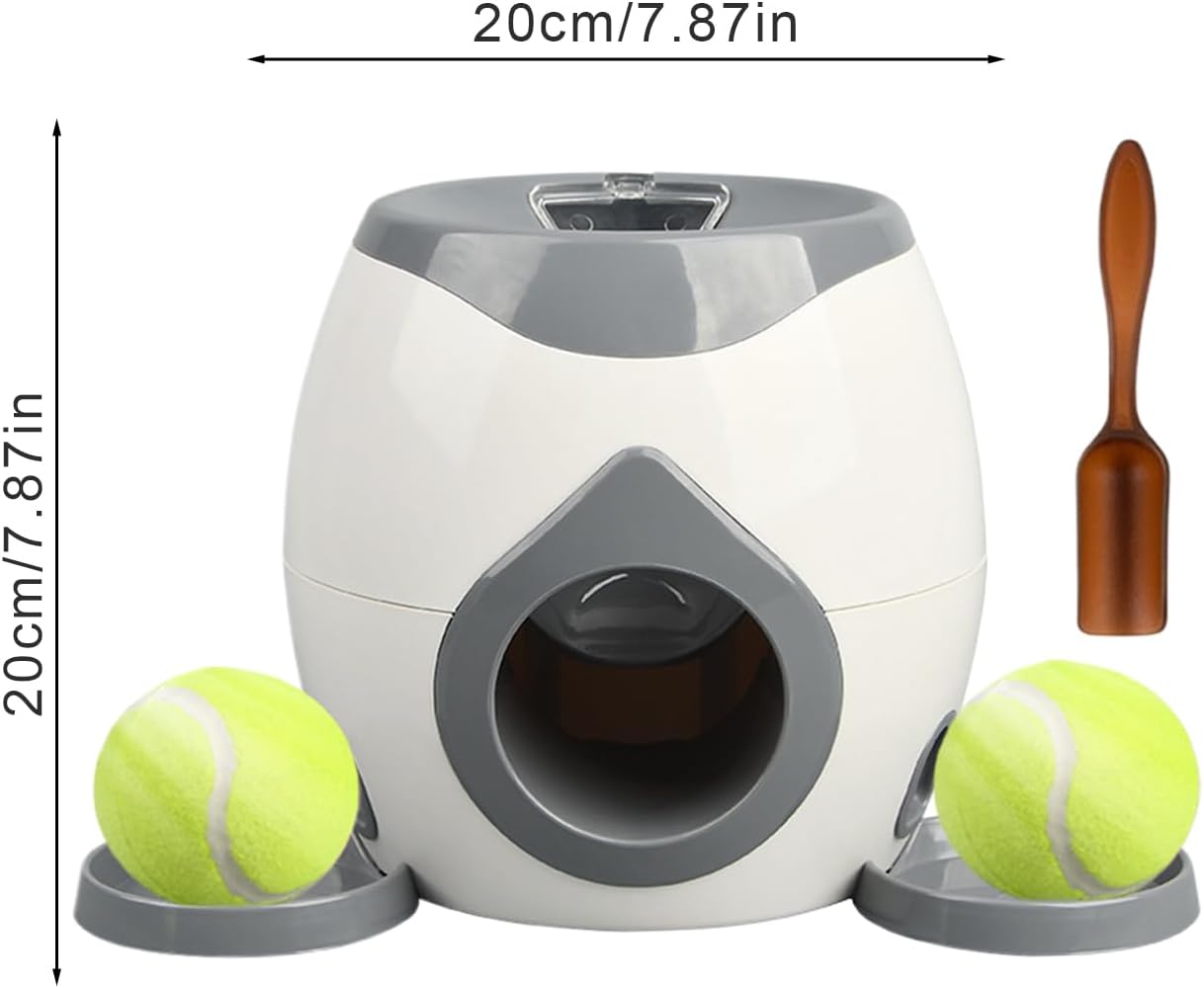 Lanzador automático de pelotas para perro, 2 pelotas de tenis, dispensador interactivo de alimentos, juguetes de exterior para perros - 2