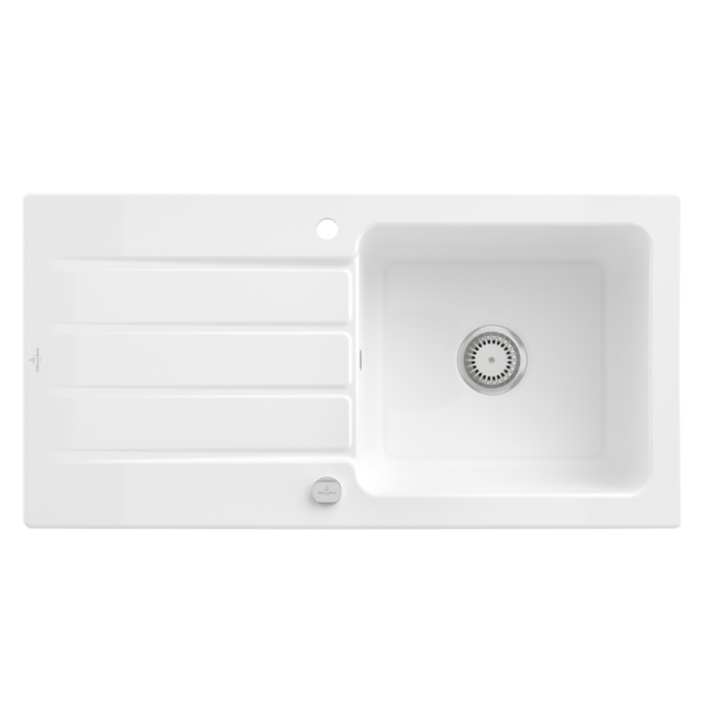 Evier 1 bac 100 x 51 cm VILLEROY ET BOCH Architectura 60 Blanc vidage automatique inclus