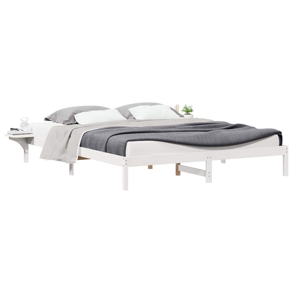 Cadre de lit avec tables de chevet, blanc, pour la chambre, 180 × 210 cm - 3