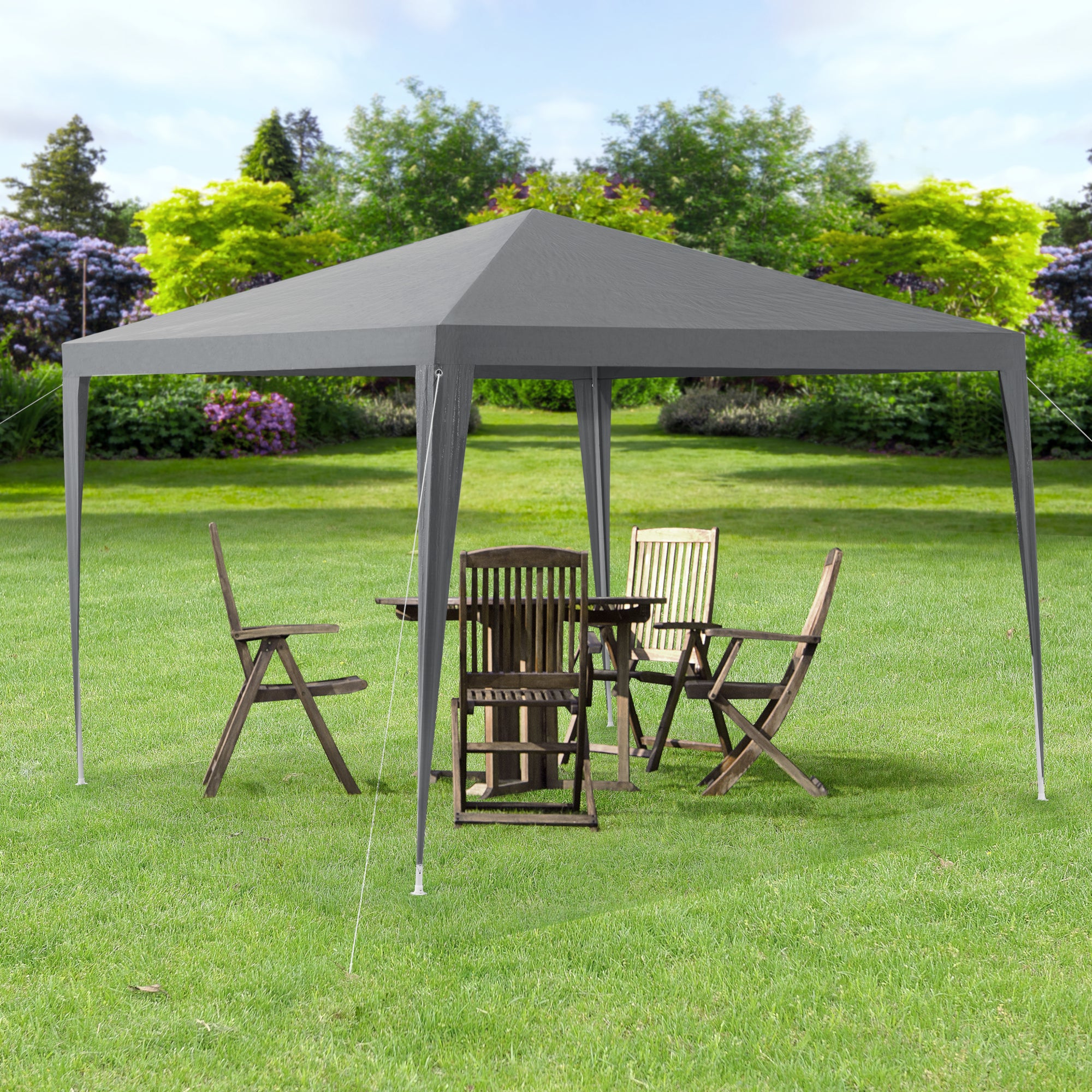 Gazebo per Eventi Wedau con Copertura Impermeabile 300x300x255 cm Grigio Scuro casa.pro - 2