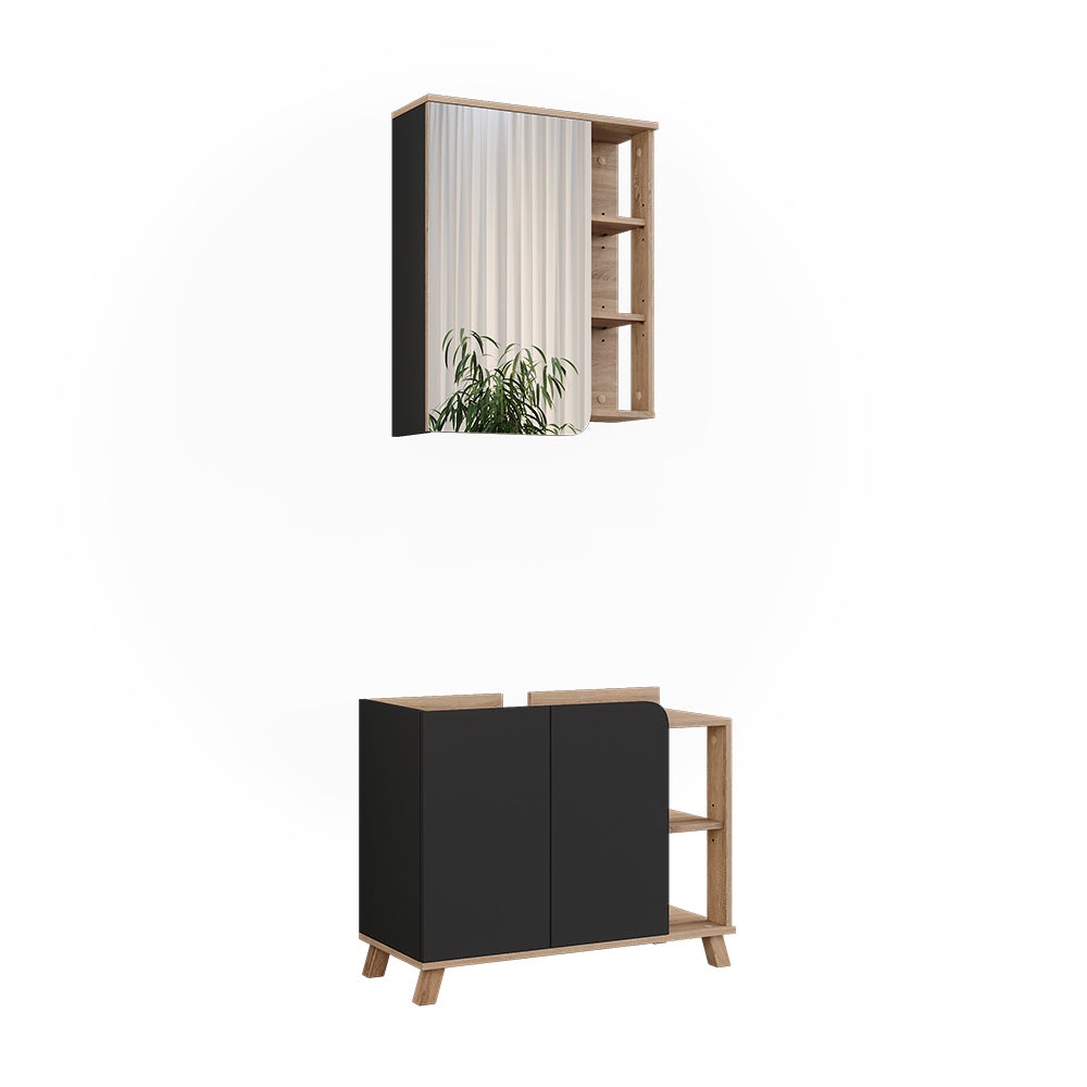 Vicco Zestaw mebli łazienkowych Karen, Sonoma/antracyt, 2 części