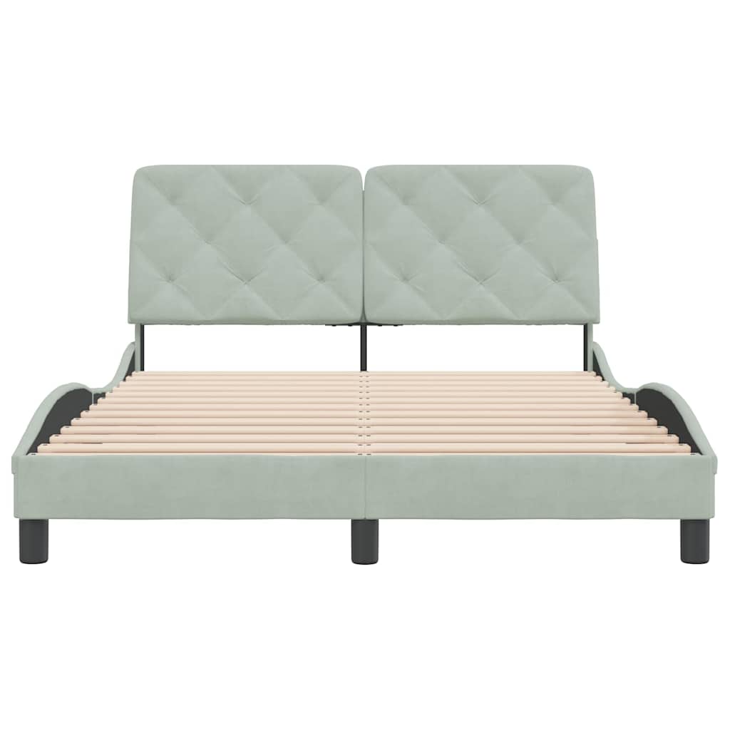 Cadre de lit sans matelas gris clair 140 x 200 cm en velours - 5