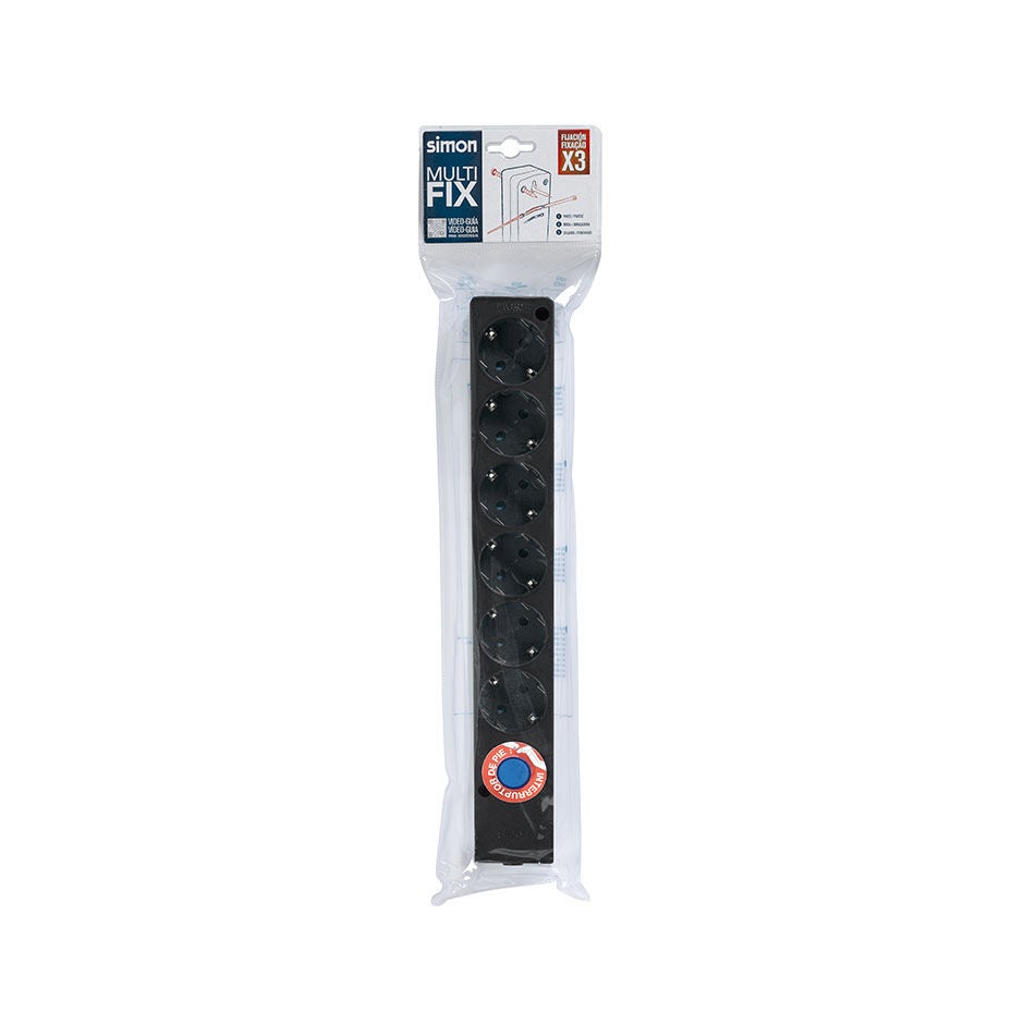 Socle MULTIFIX avec 6 prises interrupteur noires | Leroy Merlin