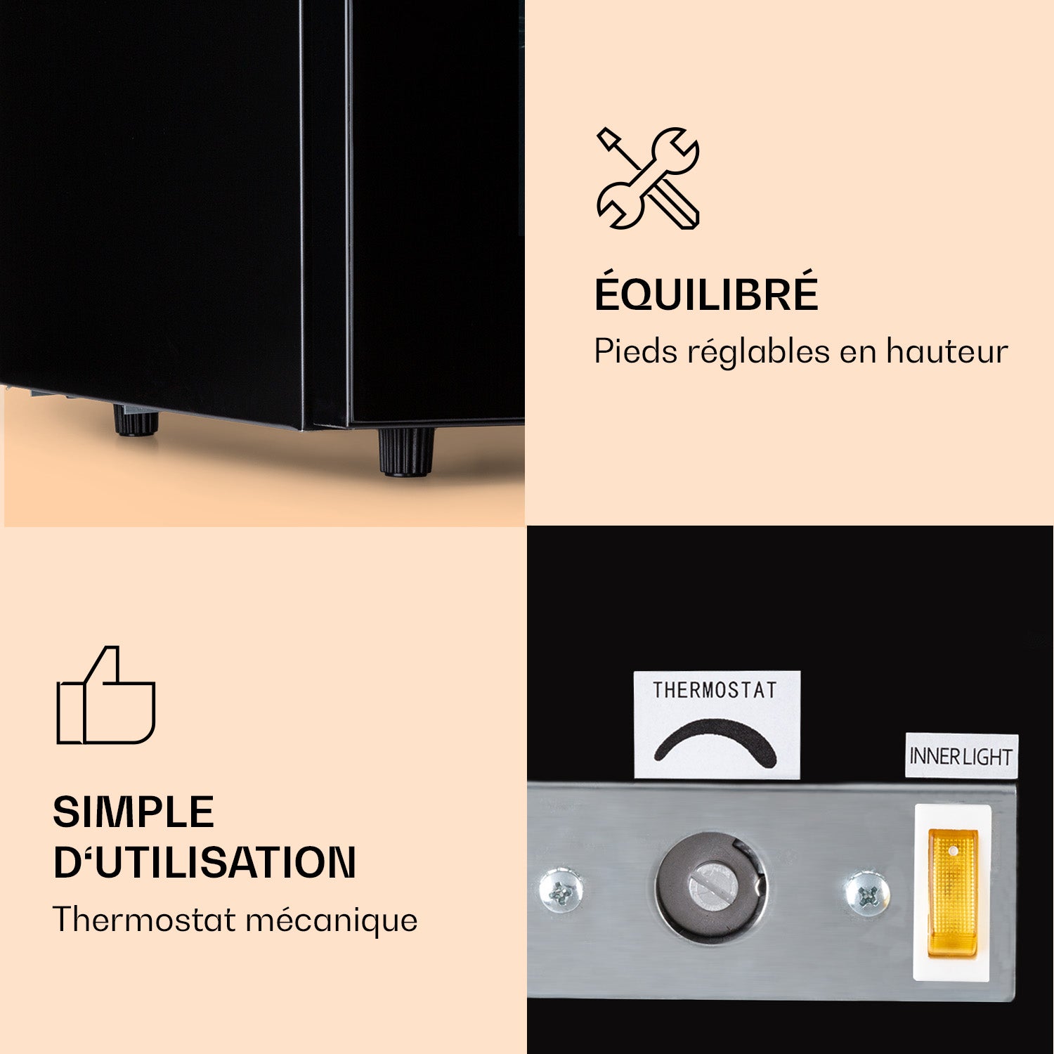 Congélateur Klarstein IceAge 88L - Façade Vitrée - 3 Clayettes - Thermostat -18°C - Classe E