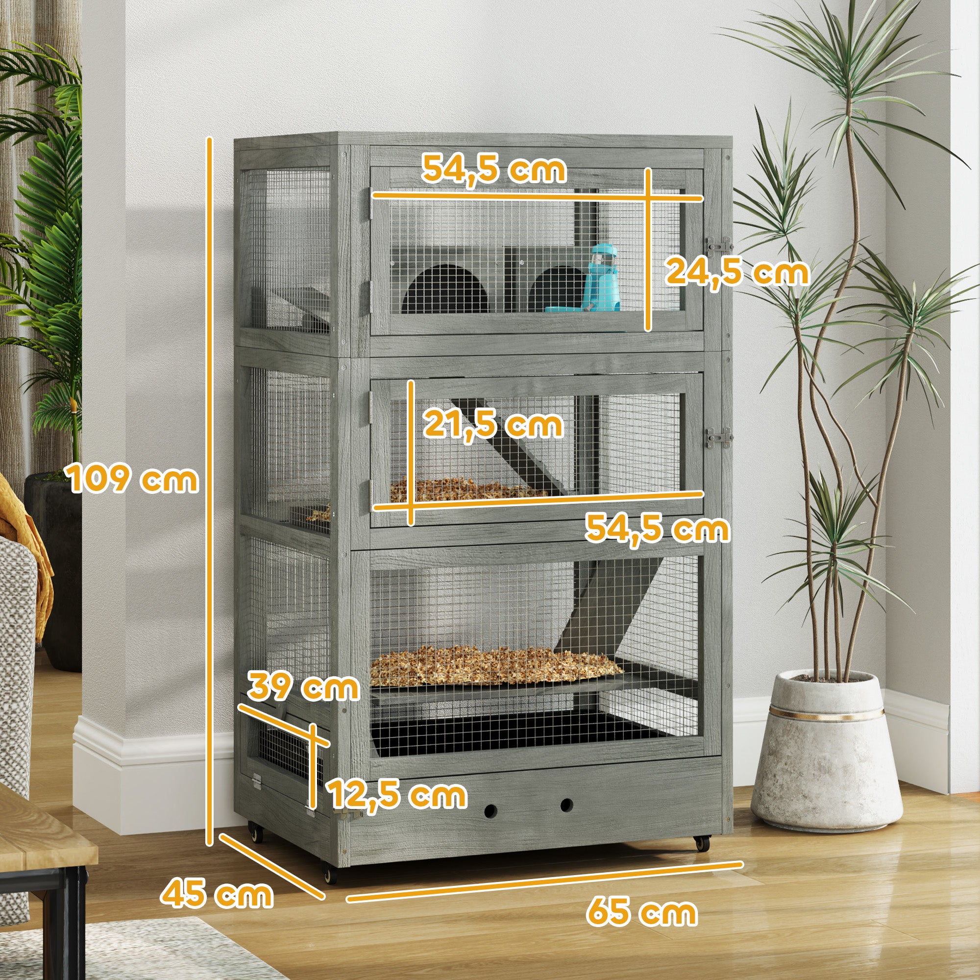 Cage en bois pour hamster nain, 65 x 45 x 109 cm, cage pour rongeurs ...