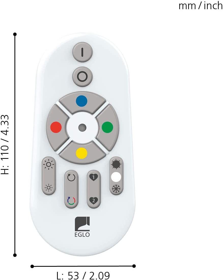 Télécommande EGLO Télécommande REMOTE en matière synthétique blanc 110x53x20mm - 2
