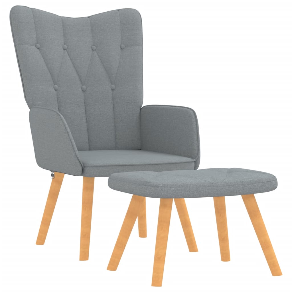 Sillón relax | silla de relax | silla de relajación con taburete tela gris claro cfw818494