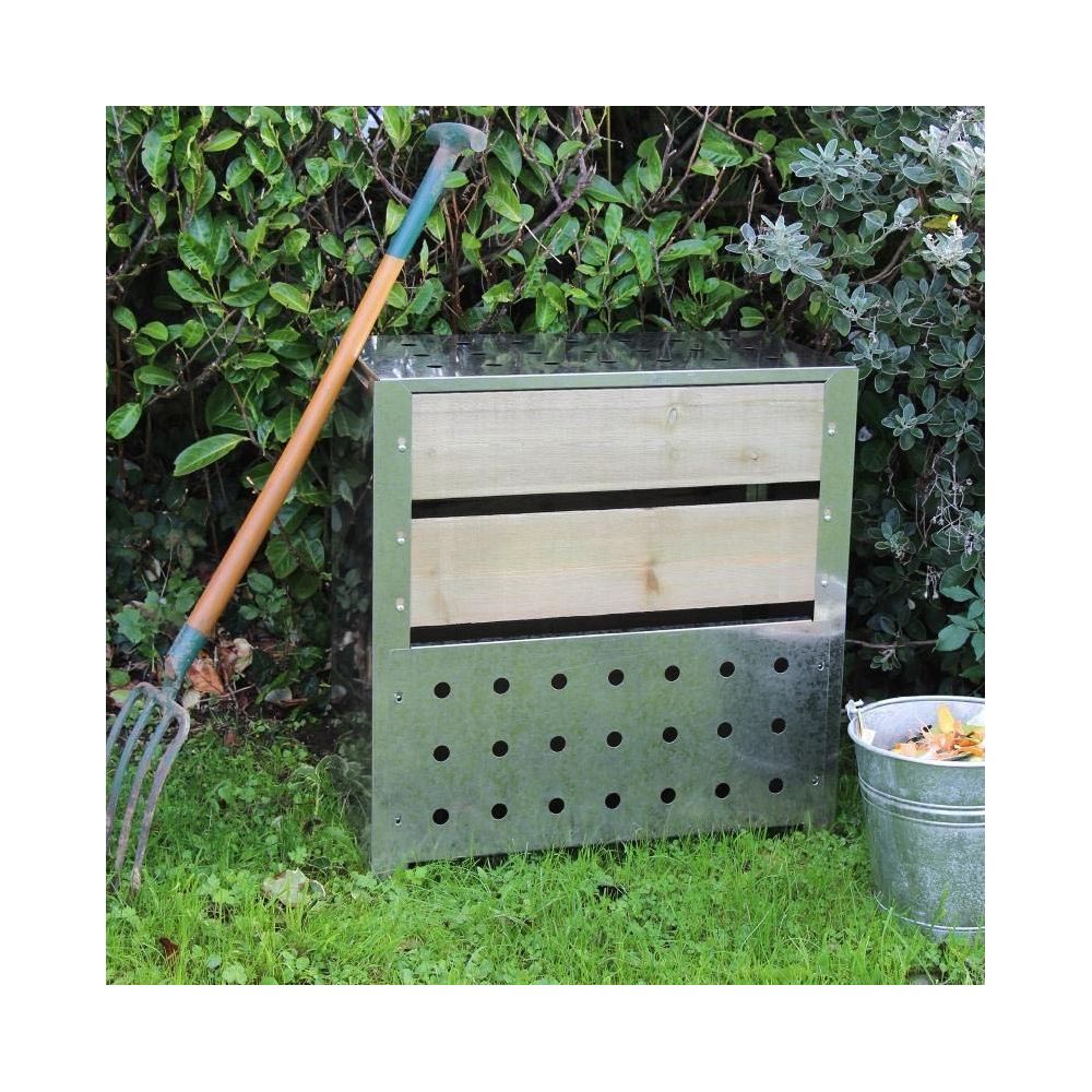 Bidone per il compost in acciaio e legno 200L - 5