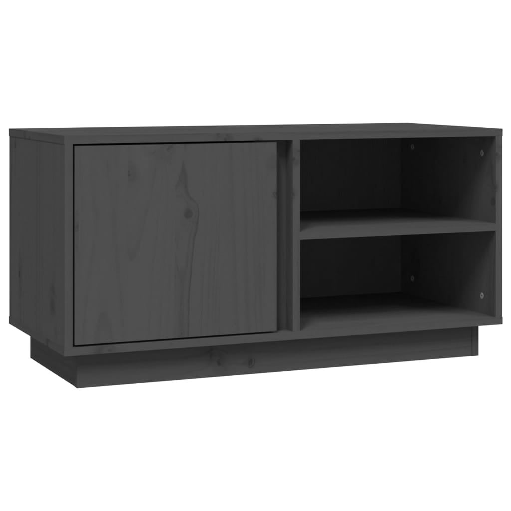 Meuble TV VidaXL En Pin Massif – Gris, 70x34x40 Cm – Étagère Ouverte, Rangement DVD