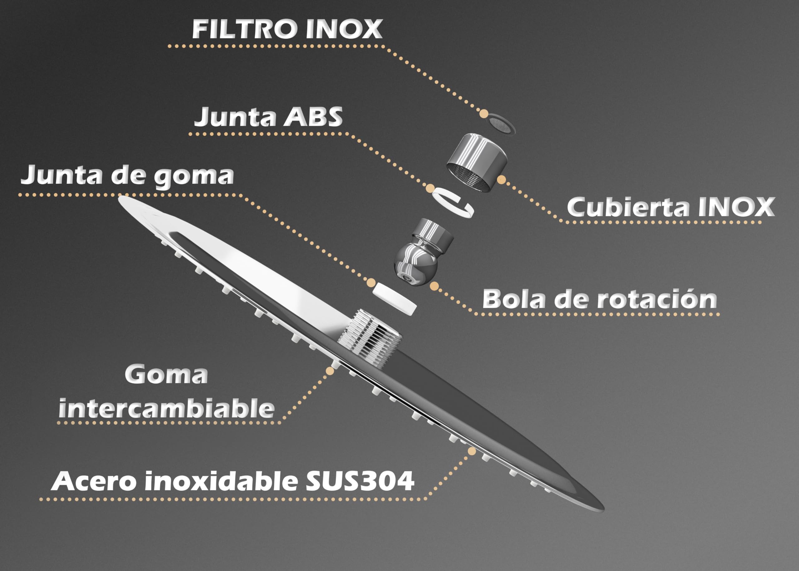 Valaz Douchette murale ronde chromée à encastrer - Série Jucar - 20 cm - 9