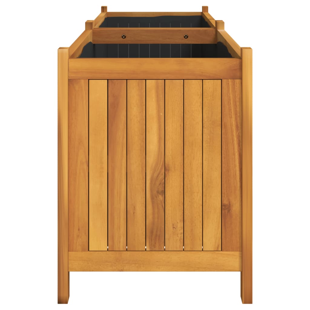 Jardinière avec doublure 153 x 38,5 x 50 cm en bois massif d'acacia - 6