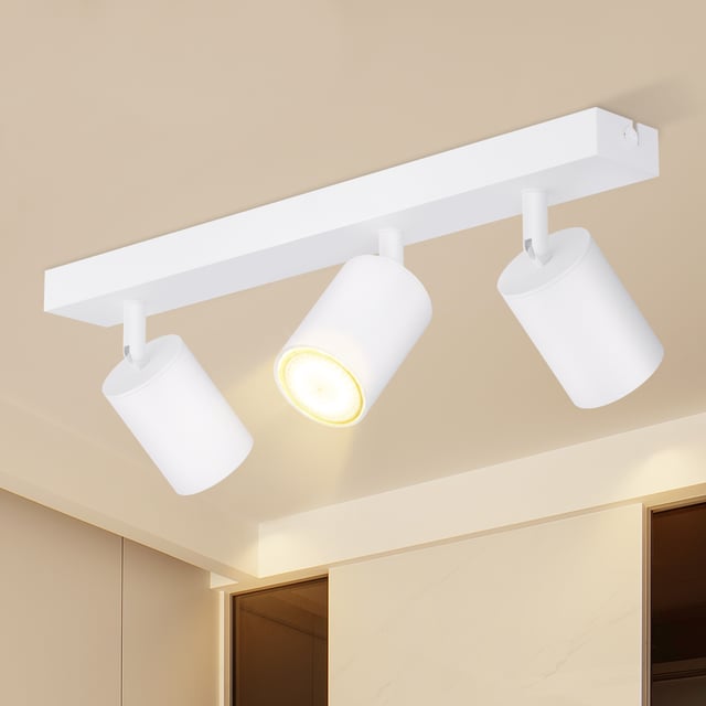 NETTLIFE 3 Spots Max.25w GU10 Plafond Blanc Pivotant à 350° Lampe de Couloir Moderne Applique Murale Industrielle pour Salon Chambre Cuisine