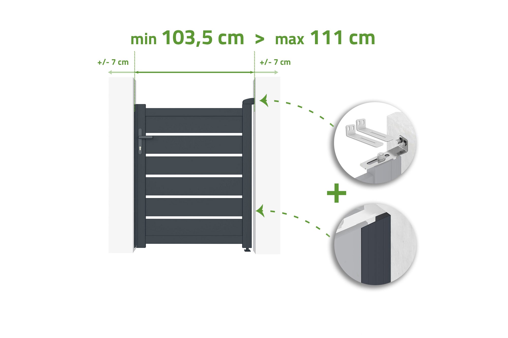 Brama regulowana szerokość 1m VOGEL H.120cm szare aluminium