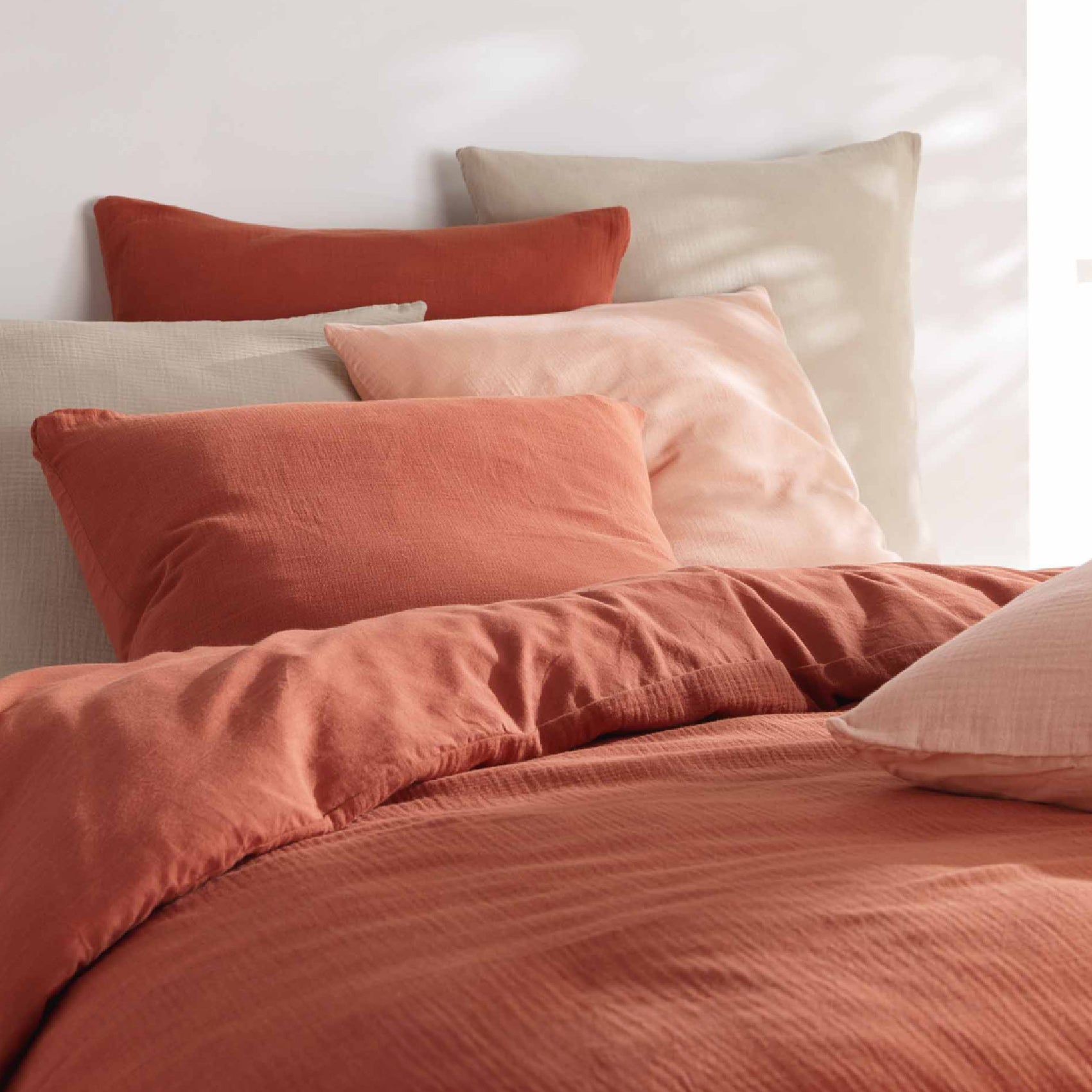 Set di biancheria da letto in garza di cotone - Terracotta - 4