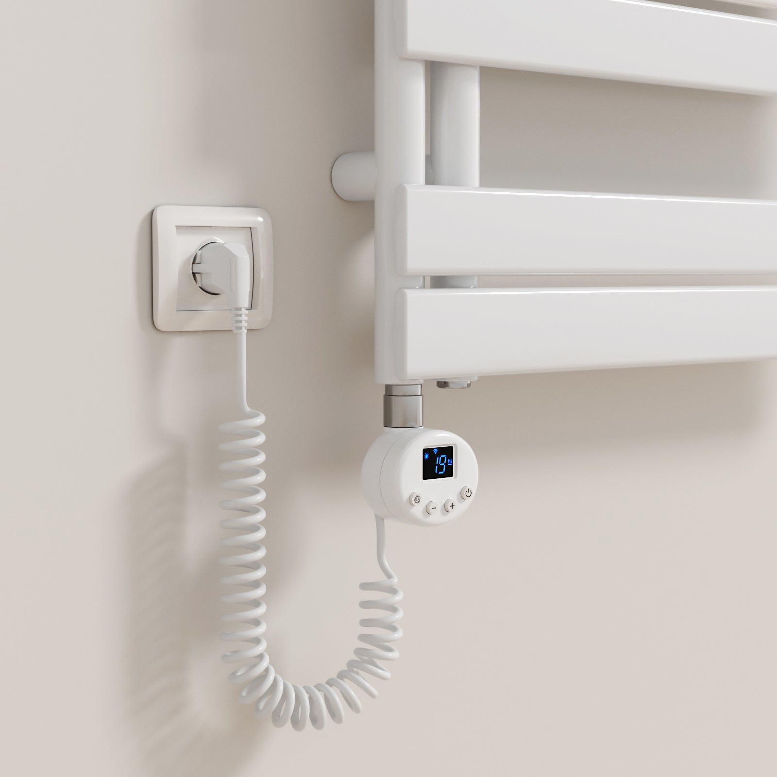 Heilmetz Élément Chauffant WIFI avec Thermostat Intelligent, 600W Blanc, Élément Chauffant pour Sèche-serviette Radiator Électrique