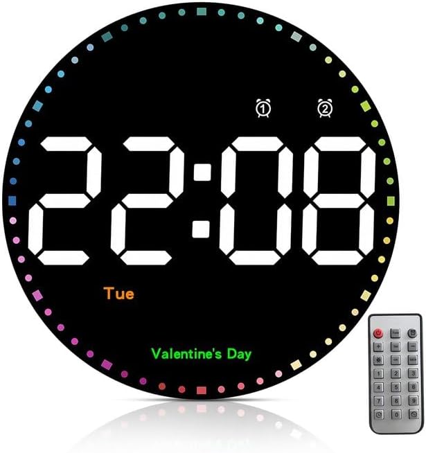 Horloge Murale Numérique 25,4cm, Grand Affichage LED, Idéale pour Salon, Bureau et Chambre, Facile à Lire