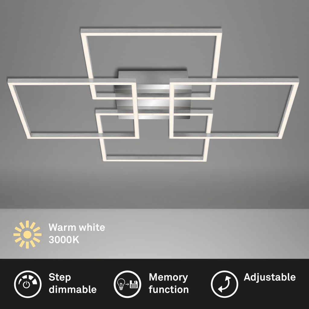 Plafonnier LED BRILONER LEUCHTEN FRAME, 64 W, 4800 lm, IP20, chrome-alu, métal-plastique, intensité lumineuse variable, 72,4 x 72,4 x 8 cm - 3