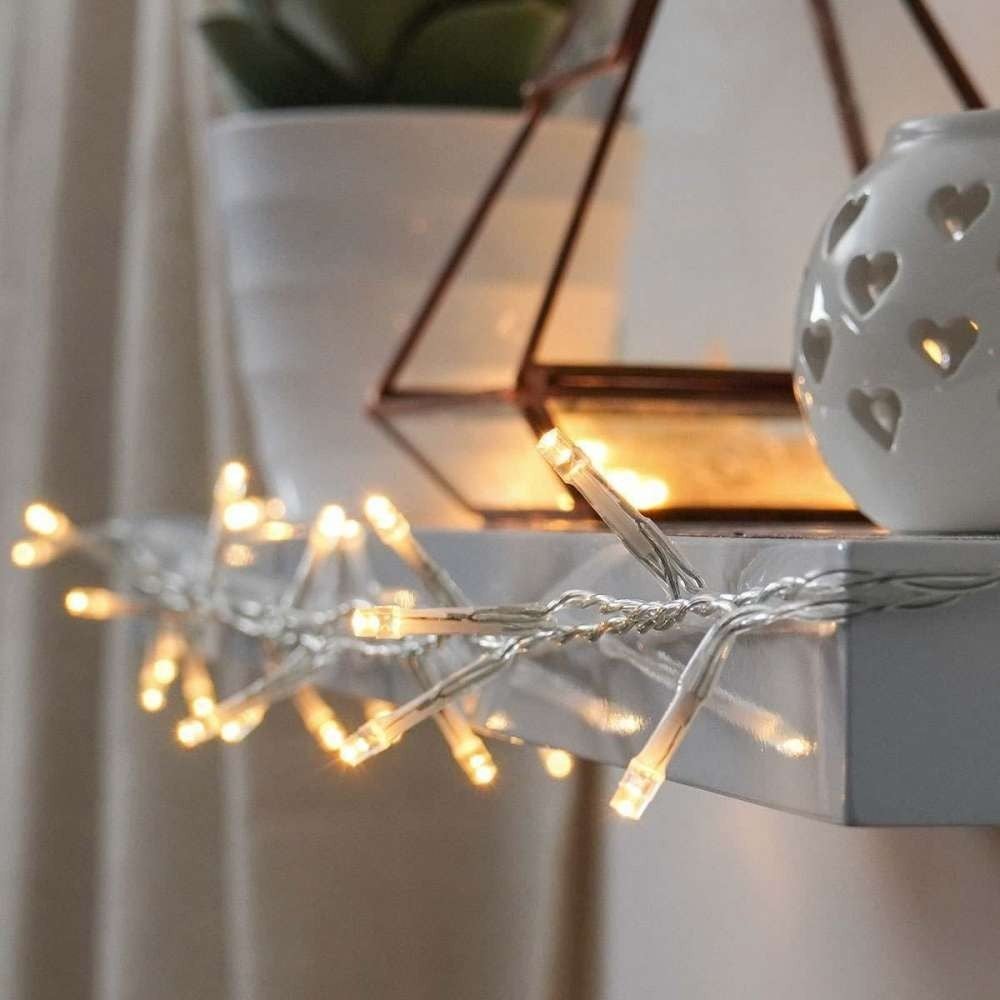 Instalatie de Craciun cu baterii Flippy, 2 m, 20 LED, alb cald, fir transparent