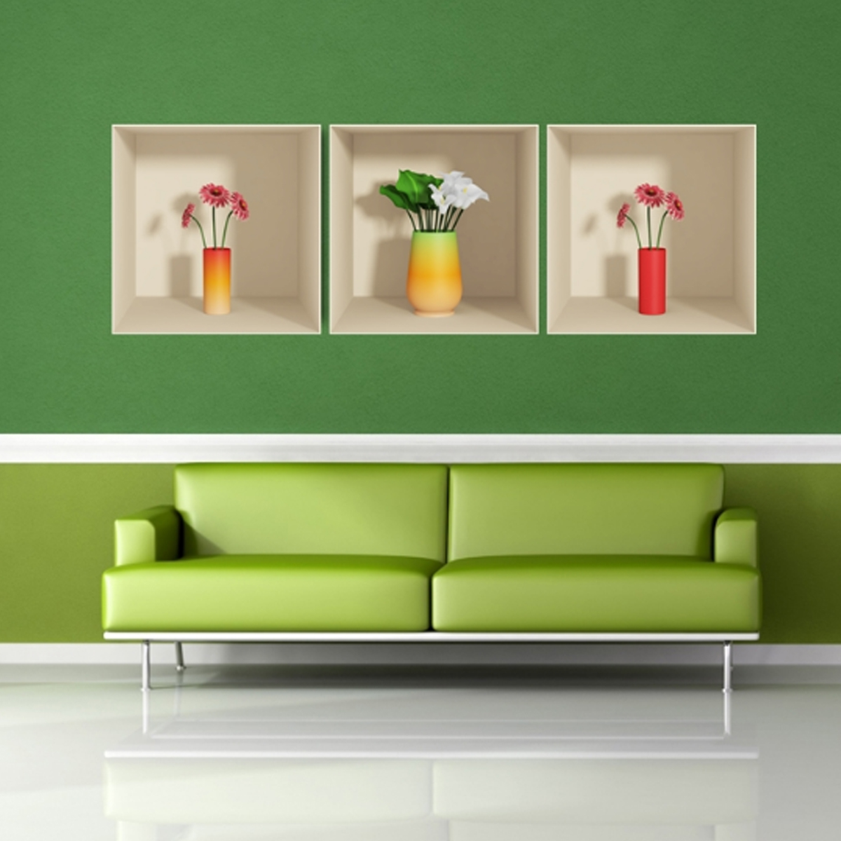 Pegatina de 3d flores - adhesivo de pared - revestimiento sticker mural decorativo - 30x90cm
