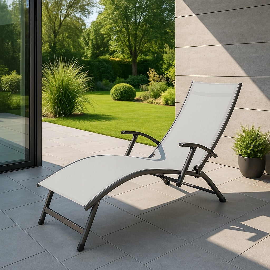 Leżak Ogrodowy Focus Garden Plażowy Składany Relax Na Basen Ogród Wygodny Mocny Szary 1 szt - 2