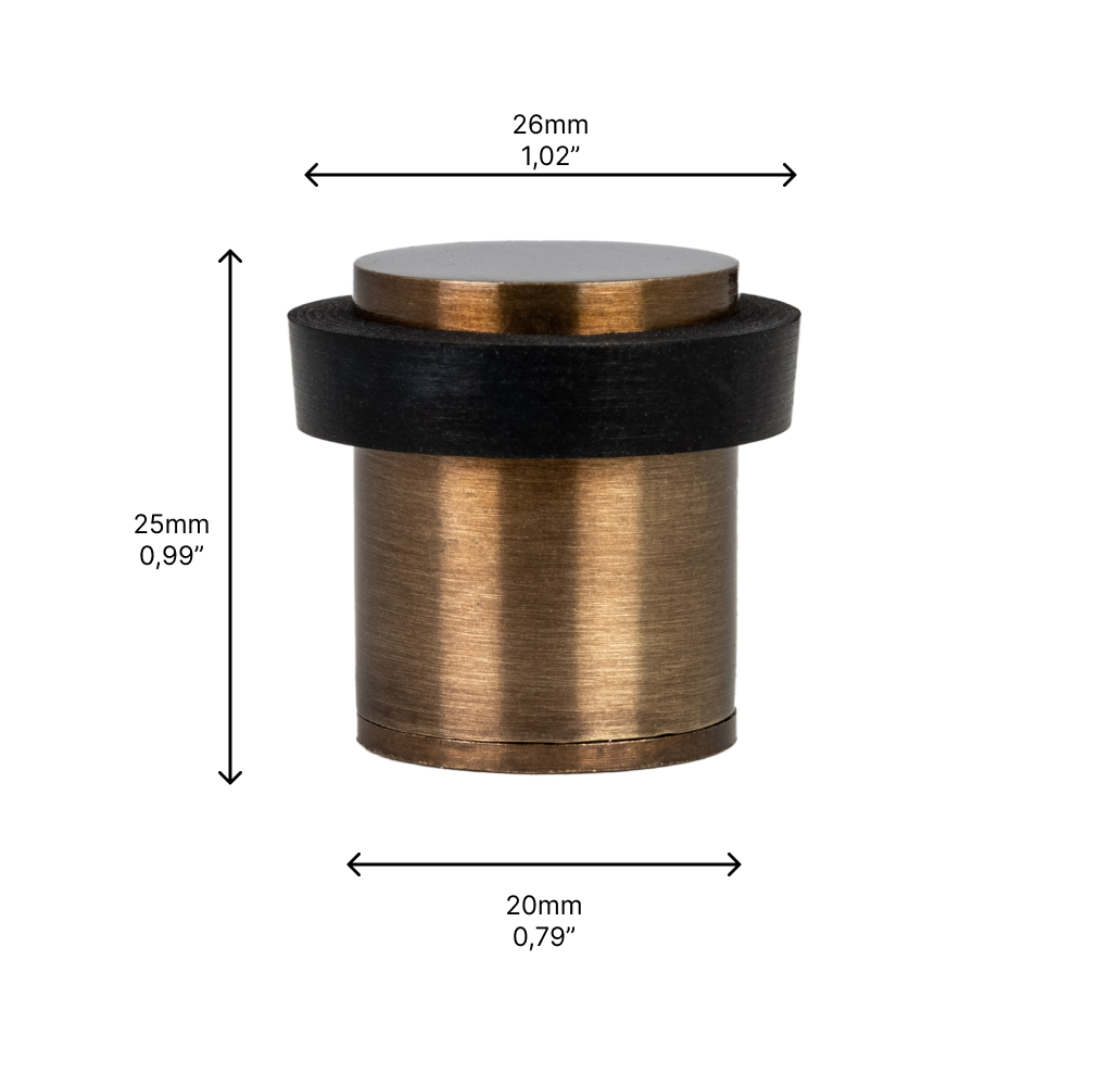 Lot de 4 butées de sol 20 x 25 mm, en cuir de laiton avec caoutchouc de protection noir, à visser, EVI Herrajes - 4