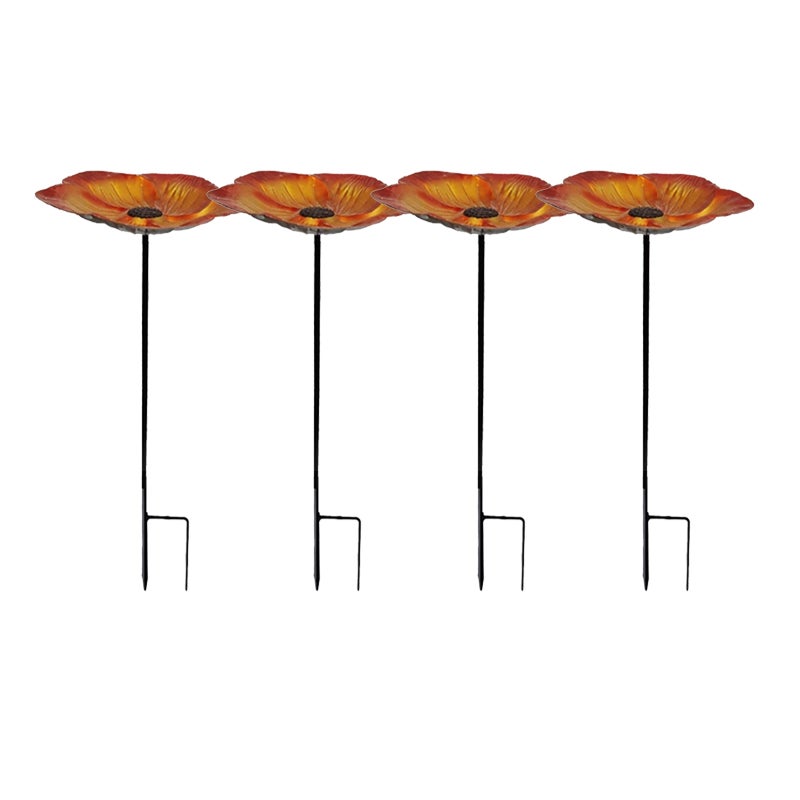 Czteroczęściowy karmnik dla ptaków z żelaza, prosty element dekoracyjny na patio zewnętrzne, złoto-brązowy