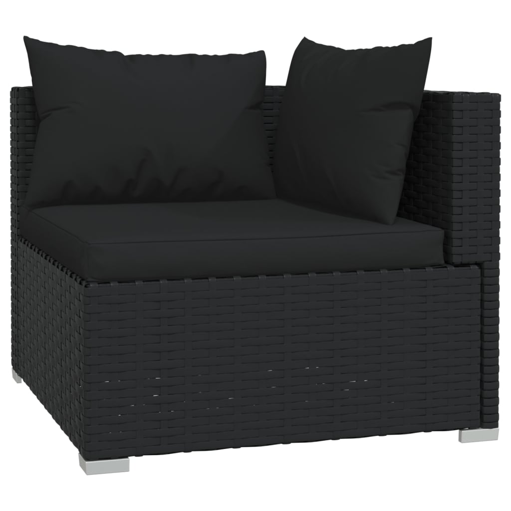 Salon de jardin 12 pcs avec coussins Résine tressée Noir 3 - 4