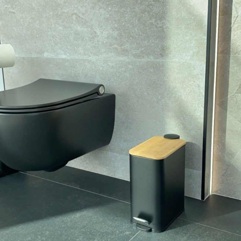 Pattumiera ENRIK con pedale Spirella nero - 2