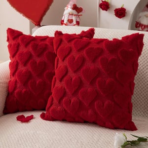 Flueyer Set di 4 federe per cuscini per San Valentino 40,5 x 45,5 cm, decorazioni a forma di cuore, federa per cuscino per le vacanze, per San Valentino, per la casa regalo