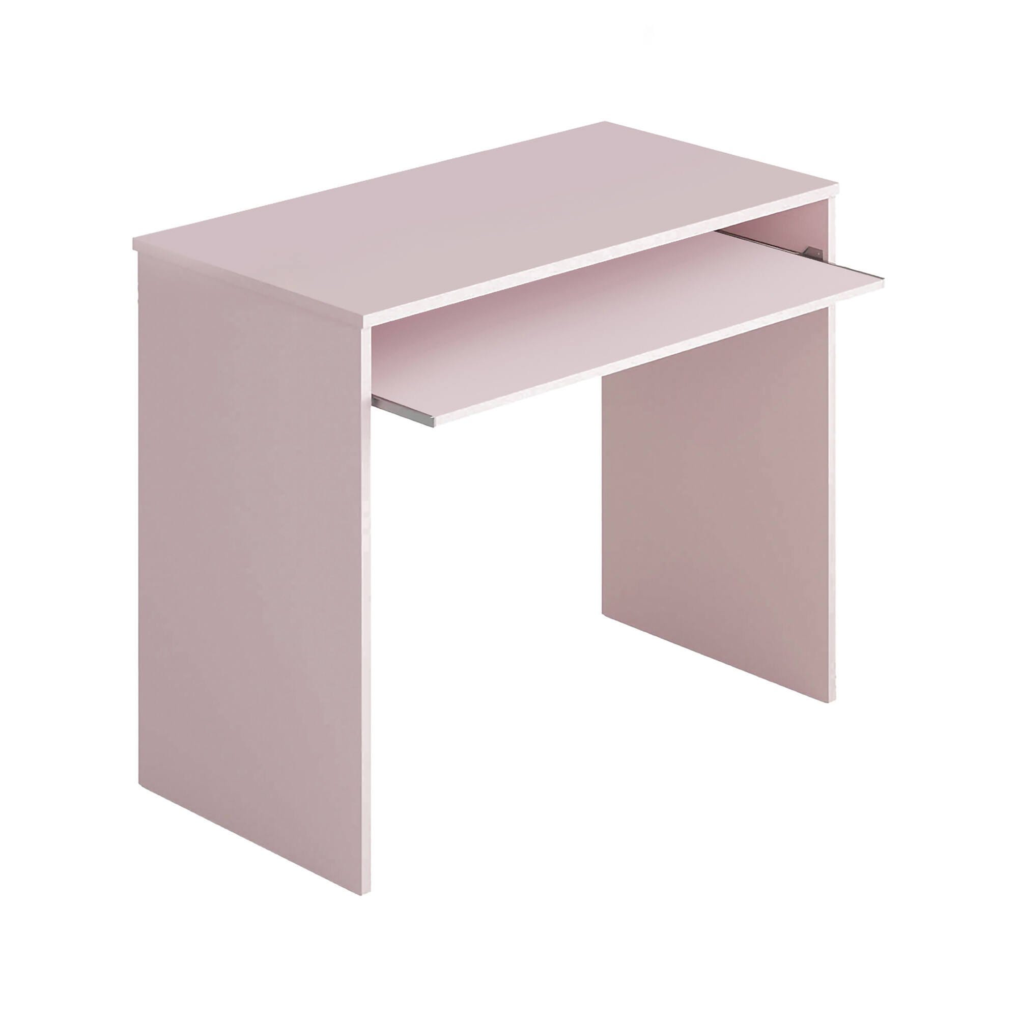 Scrivania Per Bambini Happy Babies - 125x89x60 Cm Con Ripiano Tastiera | Motivo Cuori Bianco E Rosa - Foto 8