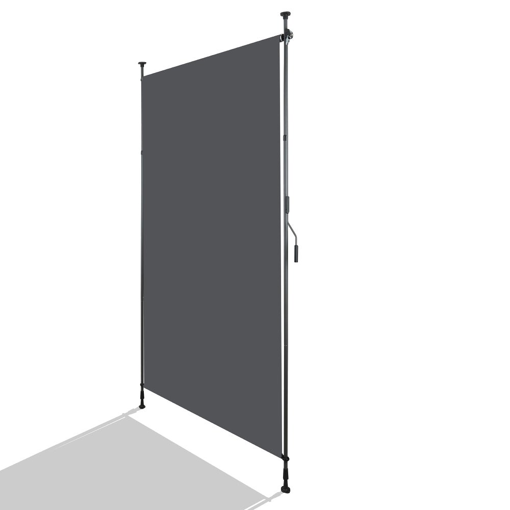 Toldillo vertical exterior 120x270 cm antracita, fijación por presión, manivela, protección solar y viento – para balcón y terraza