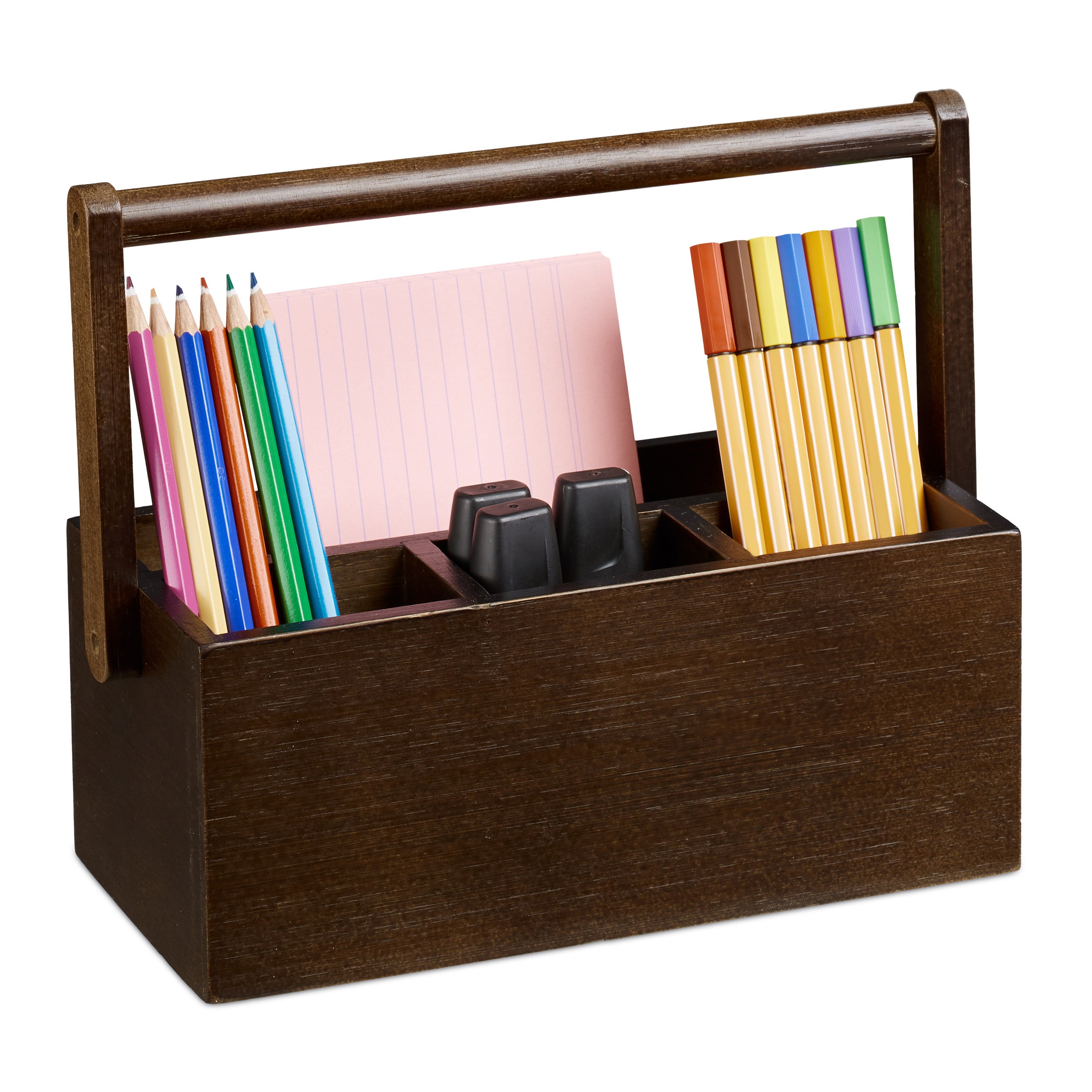 Organiseur De Bureau Bambou Relaxdays - Porte-Stylos 10 Compartiments - Design Moderne 9.5x23x9cm