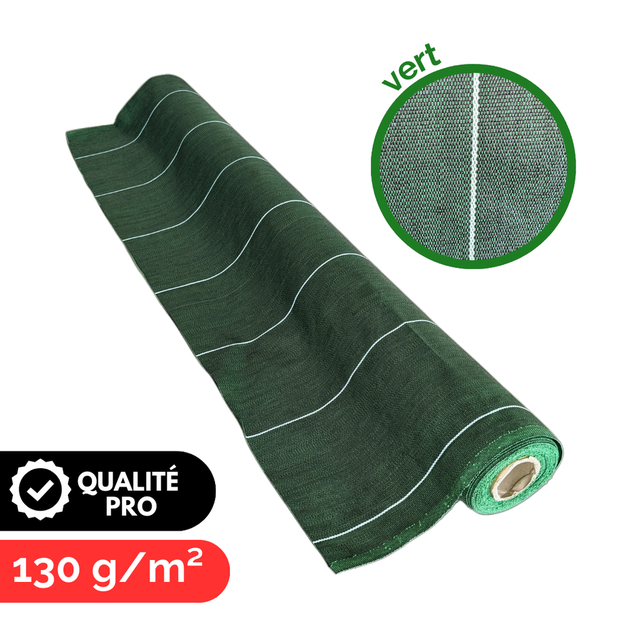 Kit : Toile De Paillage 130g/m² Verte + Agrafes 130g/m² 1,65m X